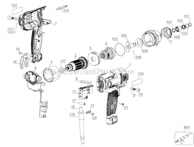 Page A Diagram and Parts List for PCE201 Type 1 Porter Cable Impact Driver